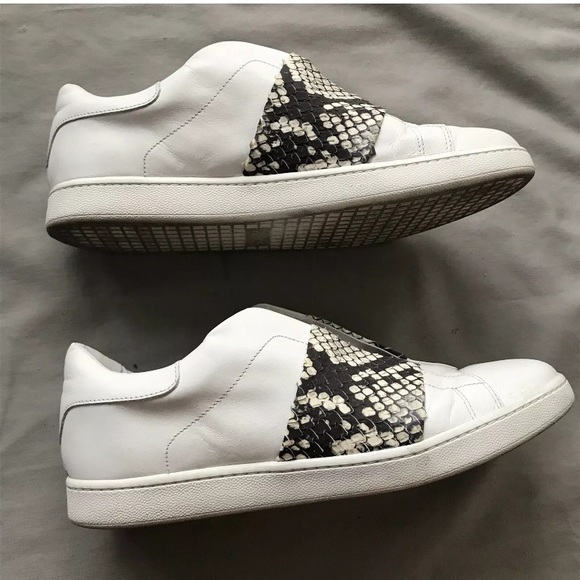 Vince Sneakers 8.5 Snakeskin White Leather Slip On - Picture 7 of 8